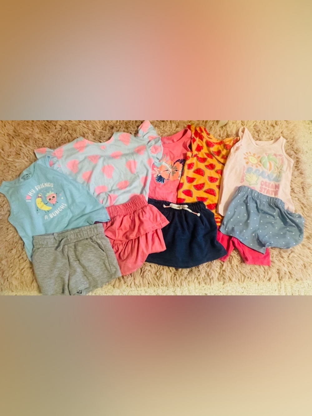 Toddler Girl Summer Outfit Bundle – Size 2T (5 Complete Sets!)
